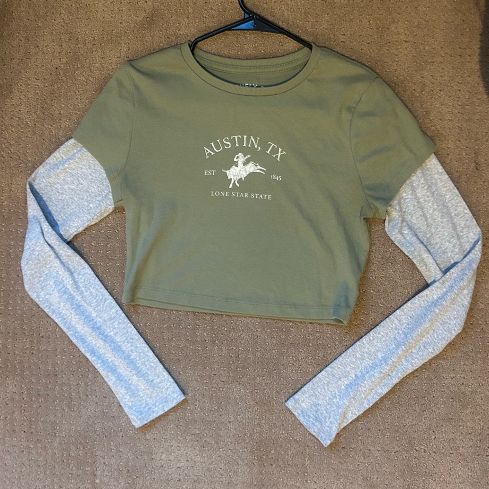 Aeropostale Olive Seriously Soft Baby Tee